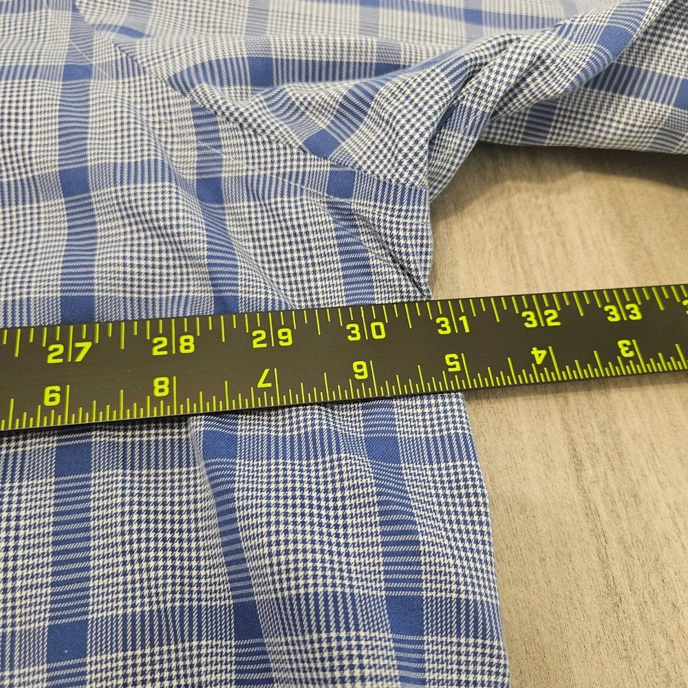 Brooks Brothers‎ Madison Dress Shirt Mens 20-36 Blue White Plaid Non-Iron Cotton